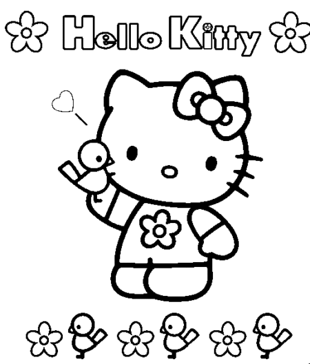 Uma página para colorir com um hello kitty e outros personagens generative  ai