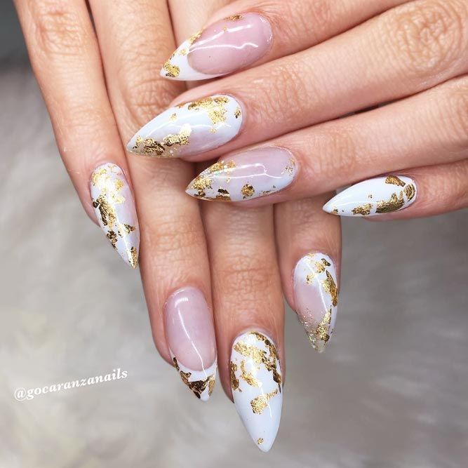 Nail Decorated With Gold Leaf
