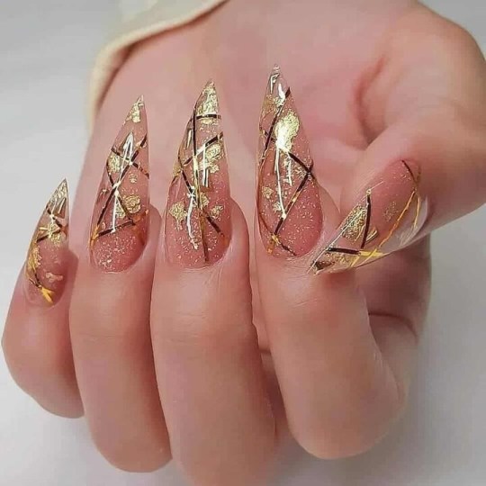 Nail Decorated With Gold Leaf
