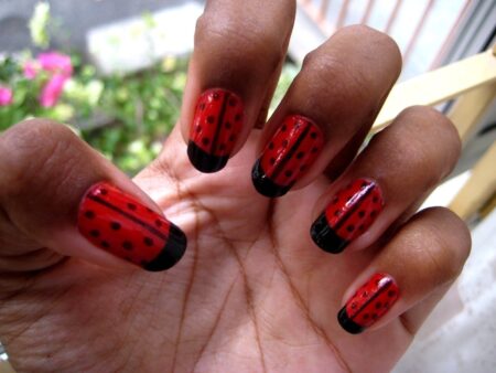 Ladybug Decorated Nails