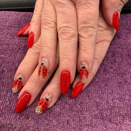 Ladybug Decorated Nails