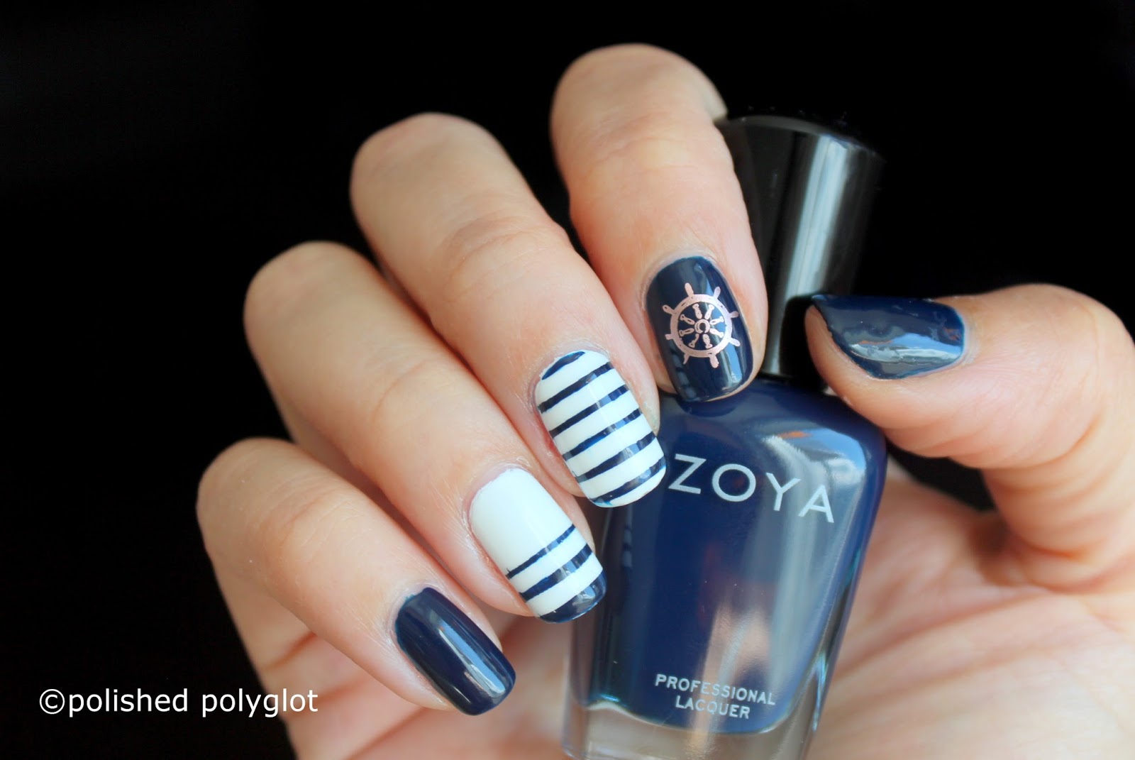 Navy Blue Decorated Nail
