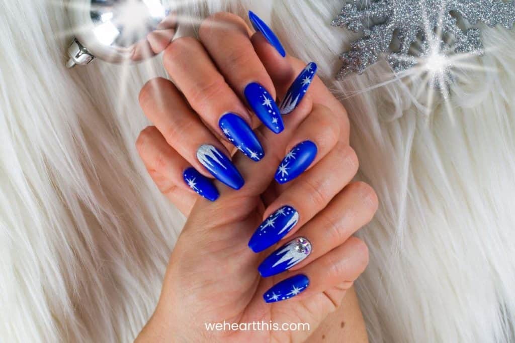 Navy Blue Decorated Nail