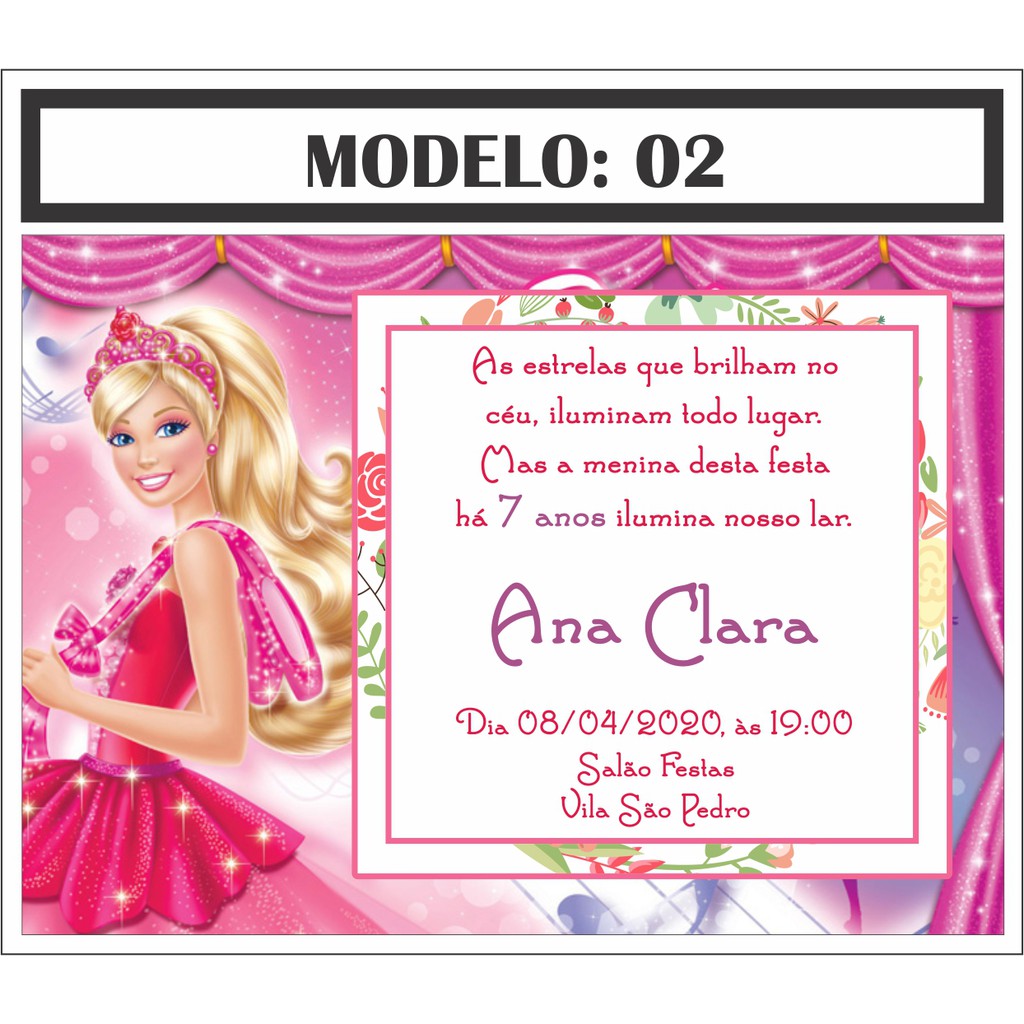 Convite para Festa da Barbie