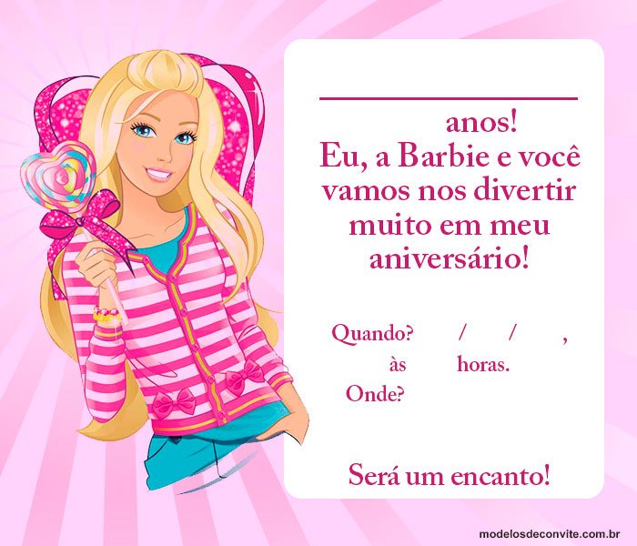 Convite para Festa da Barbie