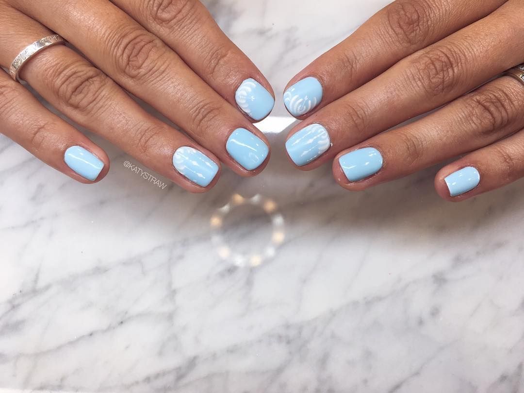 Light Blue Decorated Nail