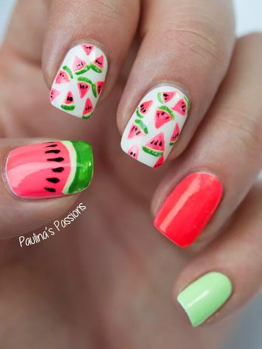Watermelon Decorated Nail