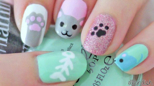 Kitten Decorated Nail