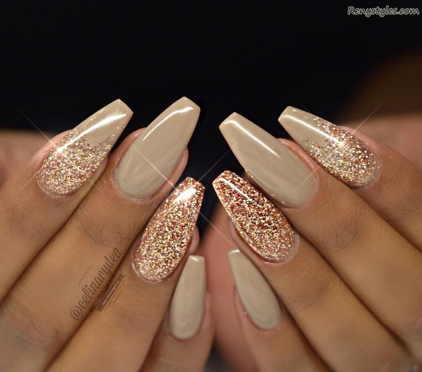 Nail Decorated With Glitter