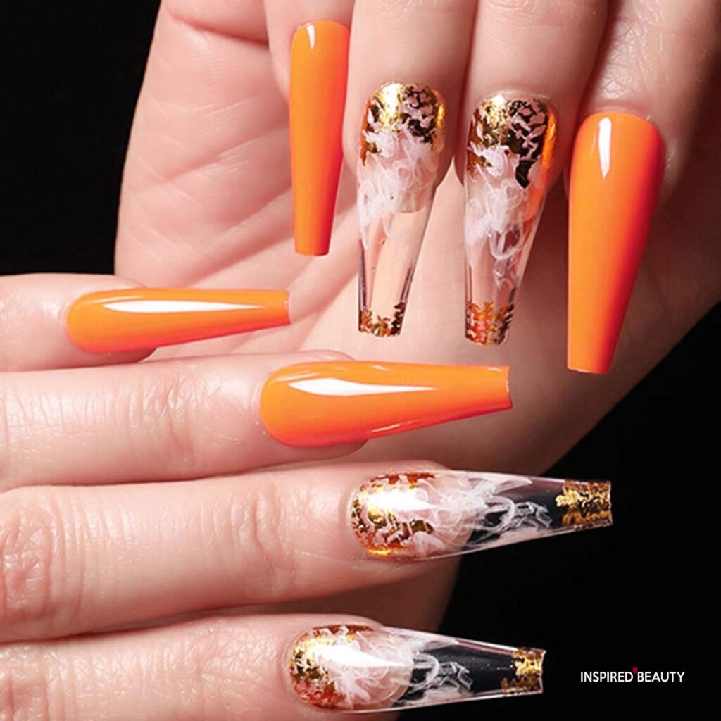 Orange Decorated Nail