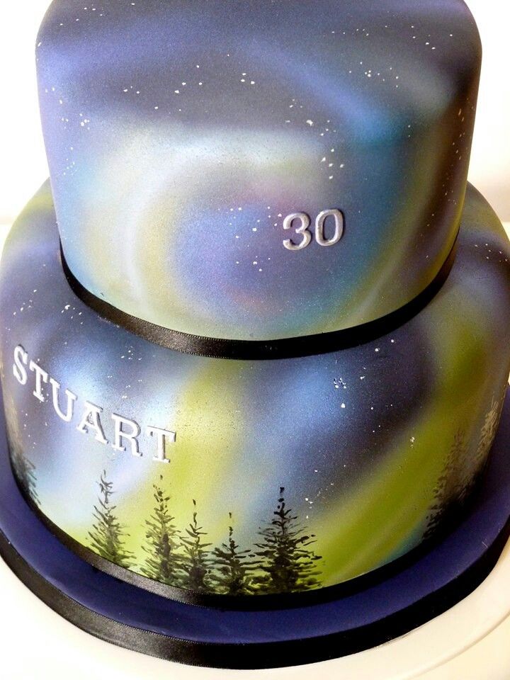Aurora Borealis Decorated Cake