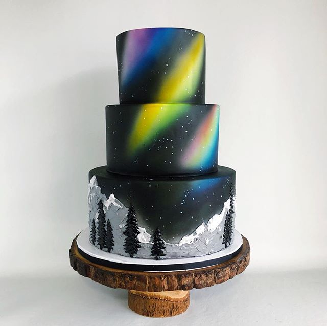 Aurora Borealis Decorated Cake