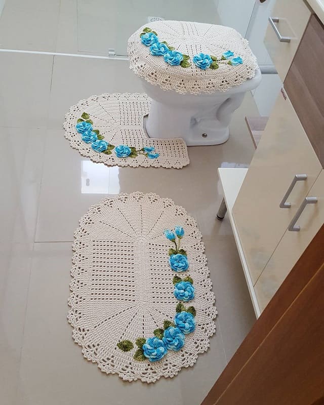 tapete de crochê para banheiro