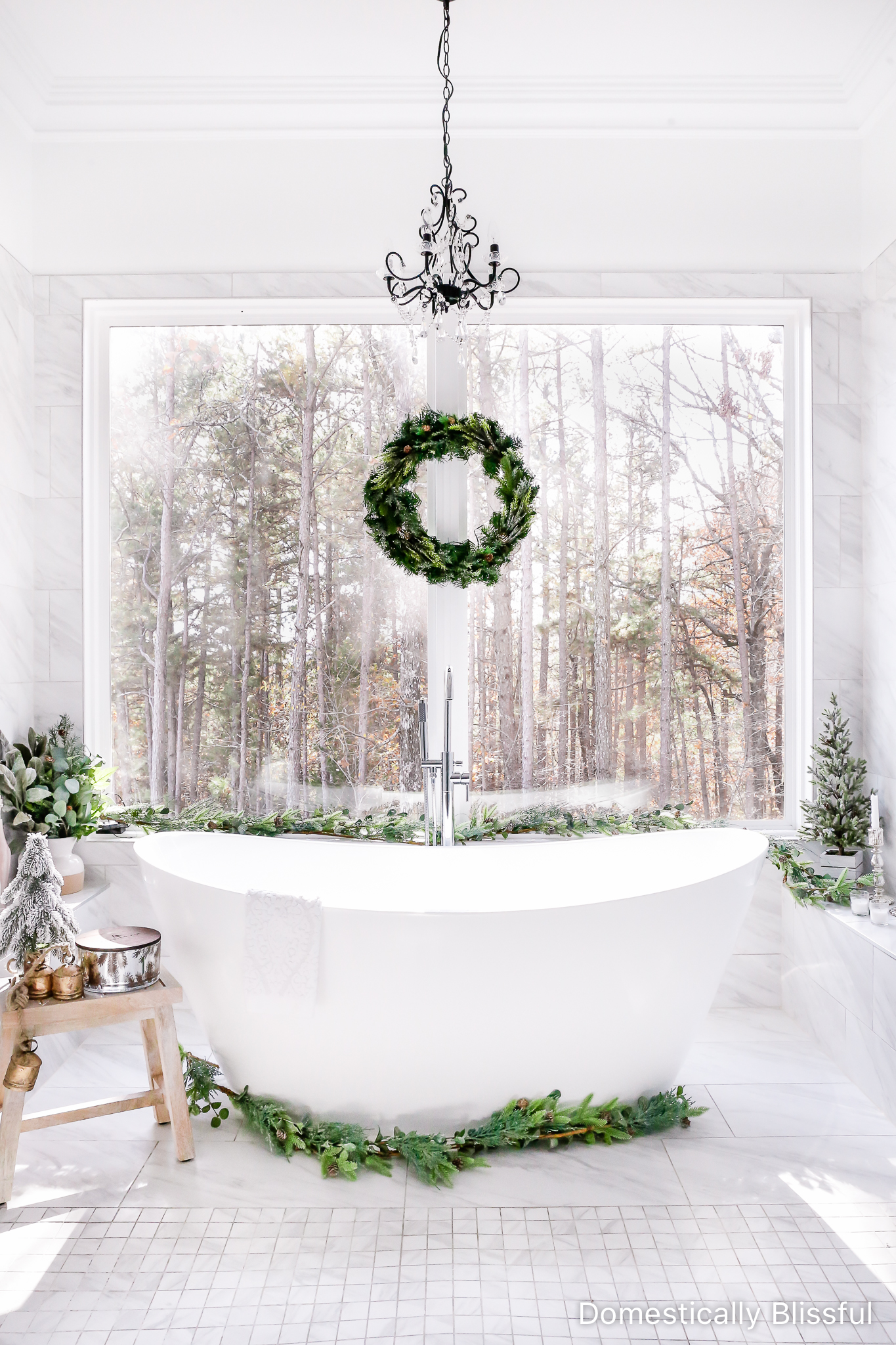 Christmas decorated bathroom