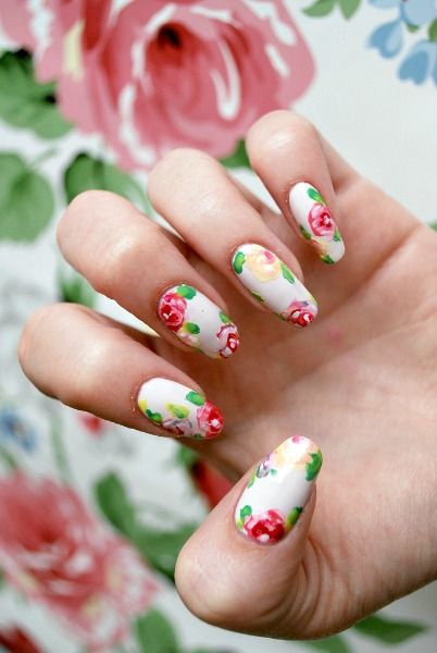 Flower Decorated Nails