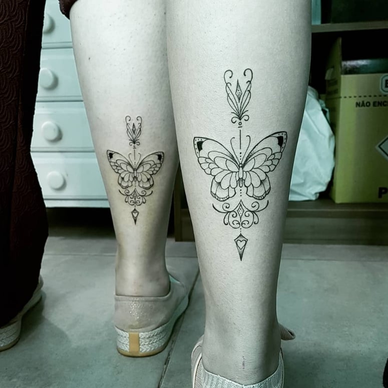 tatuagem feminina panturrilha