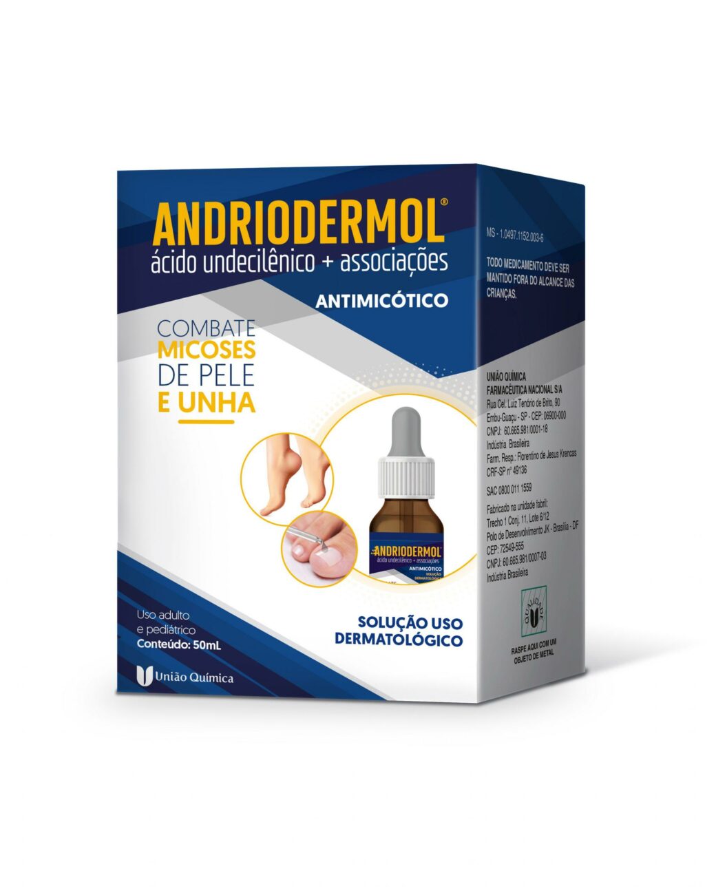 Solução Dermatológica Antimicótica Andriodermol 50ml União Química
