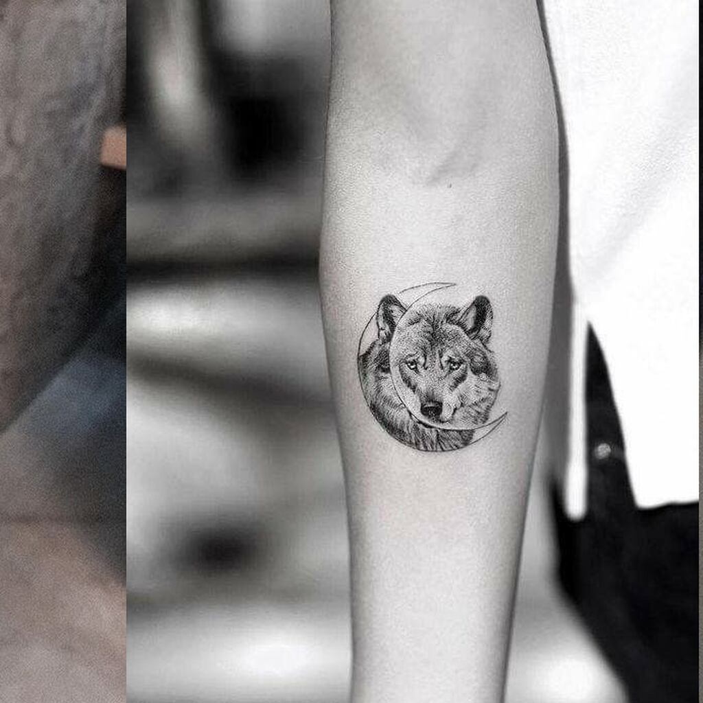 tatuagem de lobo feminina delicada