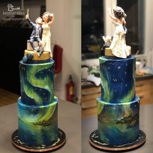 Aurora Borealis Decorated Cake