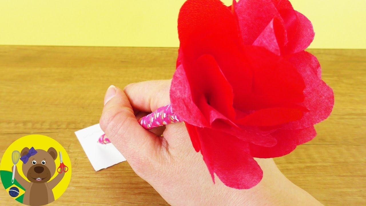 Flor De Lapis Com Papel Crepom Passo A Passo Para Criancas