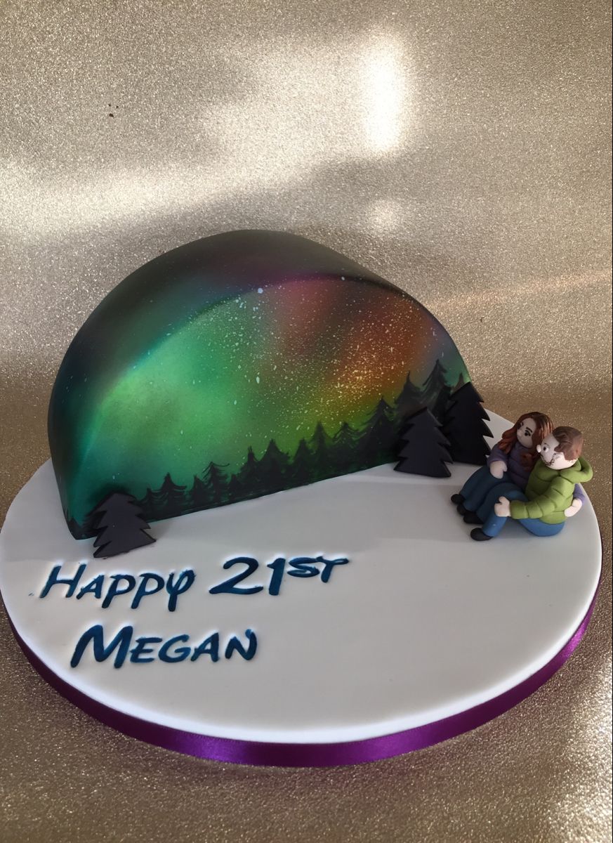 Aurora Borealis Decorated Cake