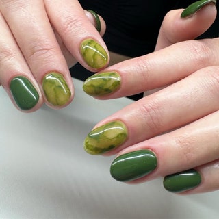 Military Green Decorated Nail