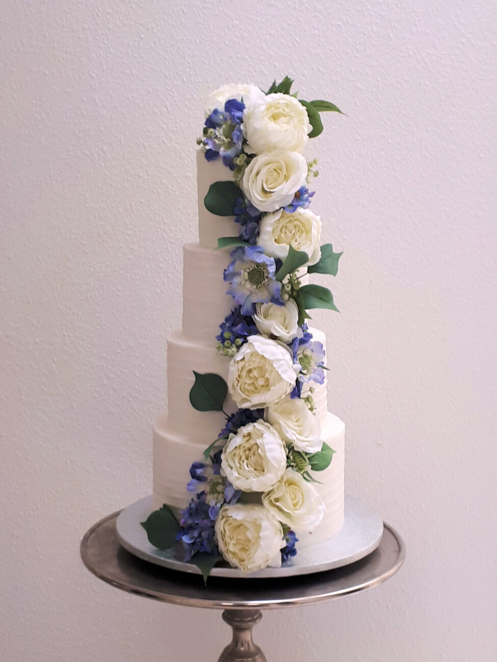 Blue and White Wedding Cake