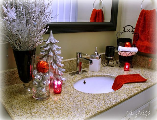 Christmas decorated bathroom