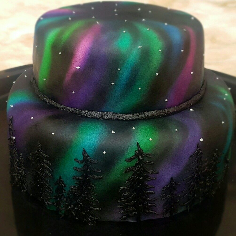 Aurora Borealis Decorated Cake