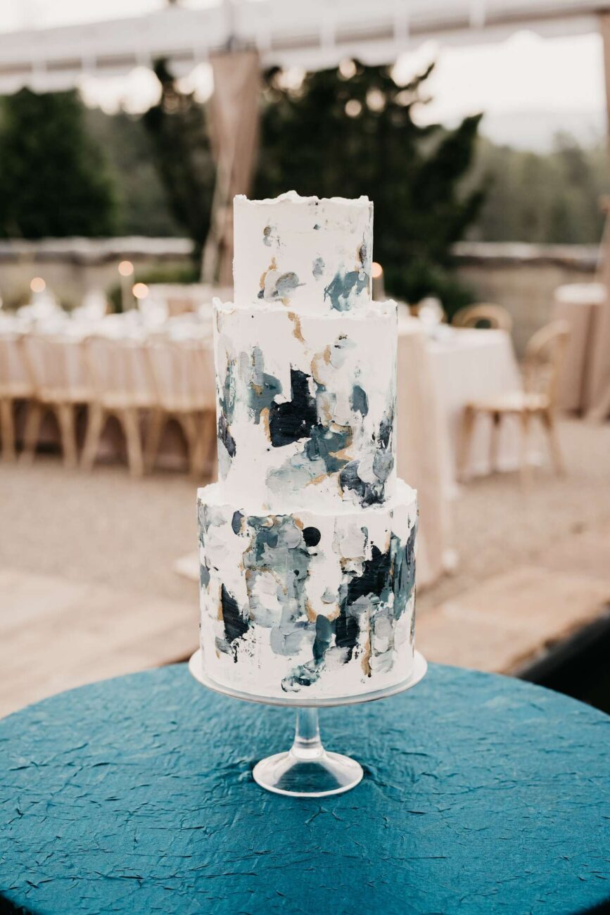 Blue and White Wedding Cake