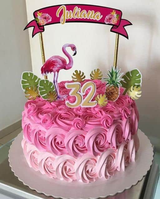 Bolo Decorado Flamingo