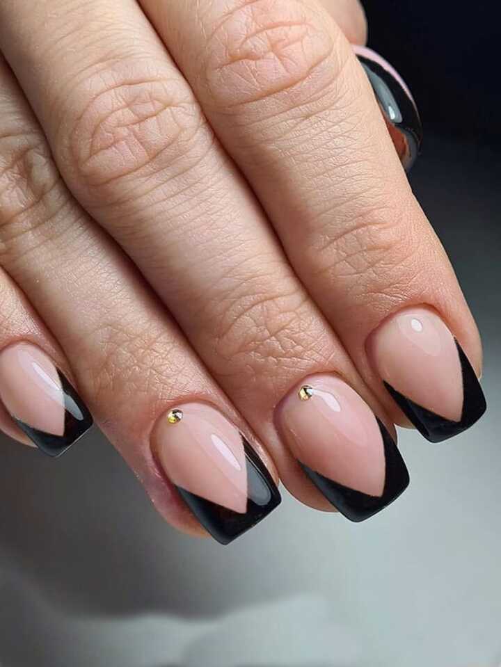 Black and Pink Decorated Nails