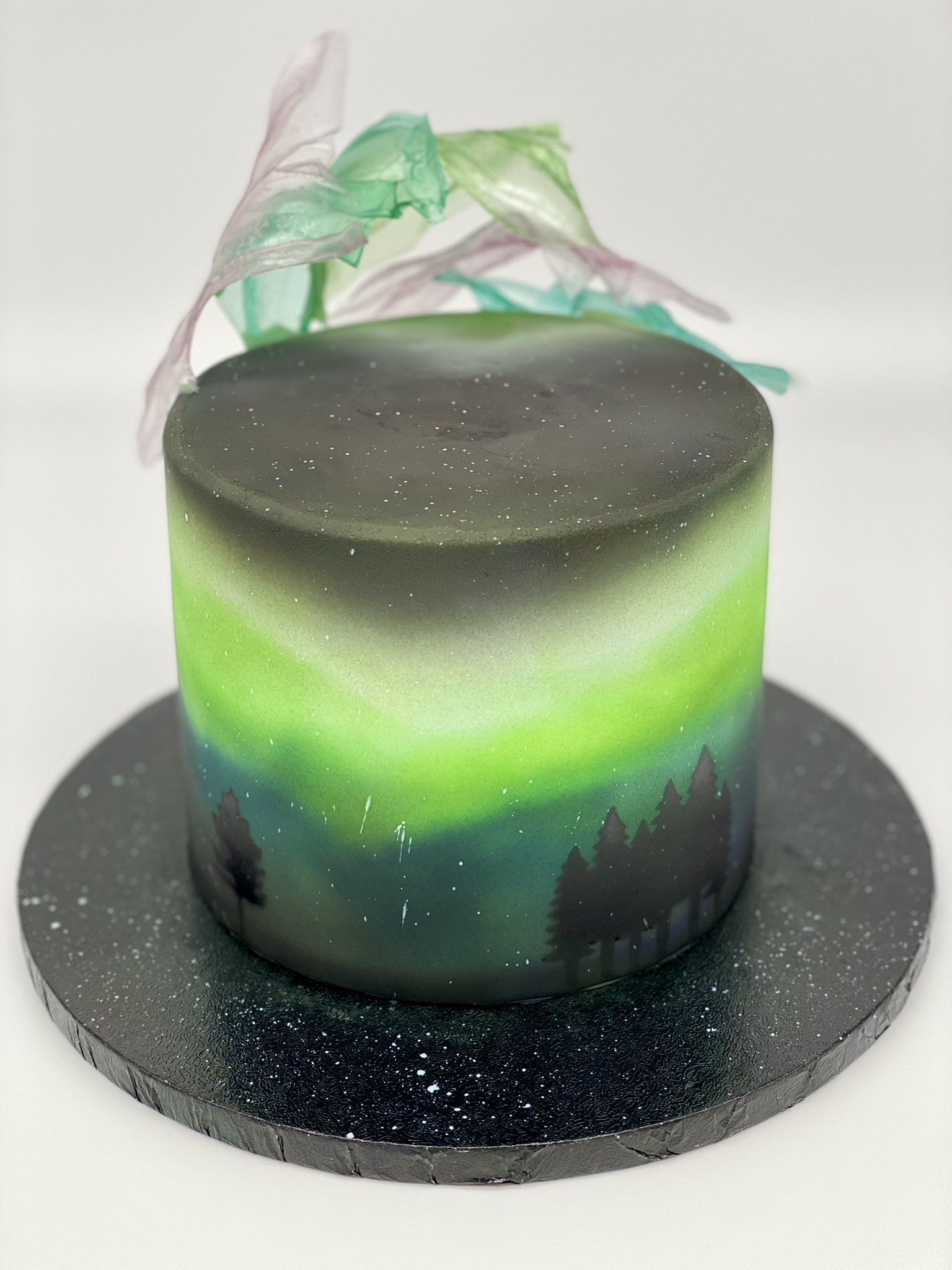 Aurora Borealis Decorated Cake