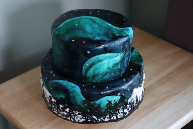 Aurora Borealis Decorated Cake