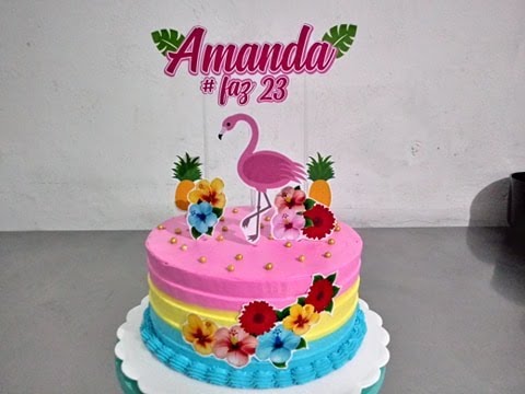 Bolo Decorado Flamingo