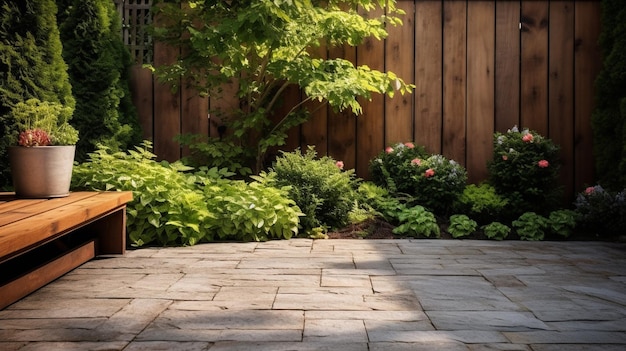 quintal decorado com plantas