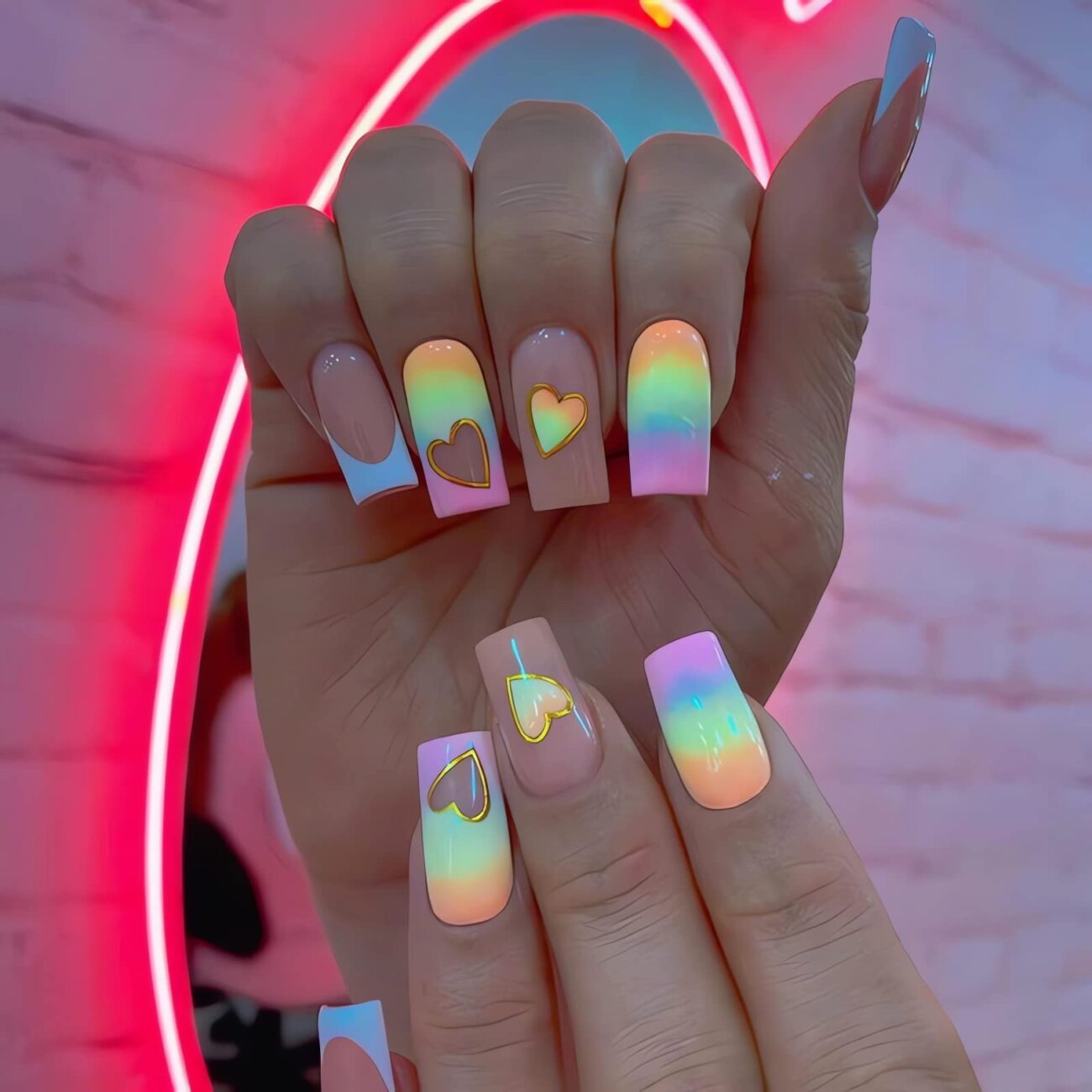 rainbow nail decoration