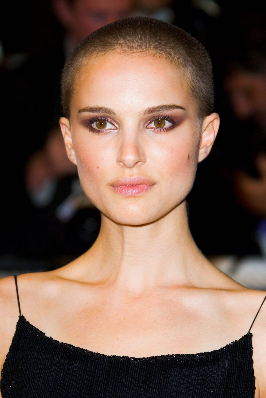 female celebrity with shaved haircut