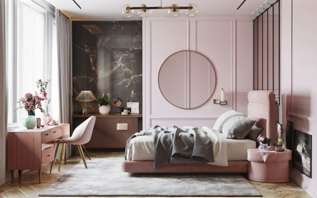 Pink adult bedroom decoration