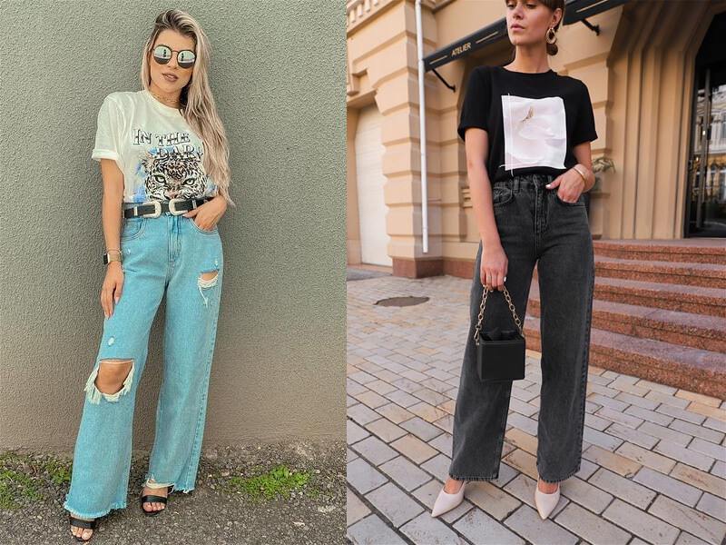 Look com Calca Wide Leg Feminina