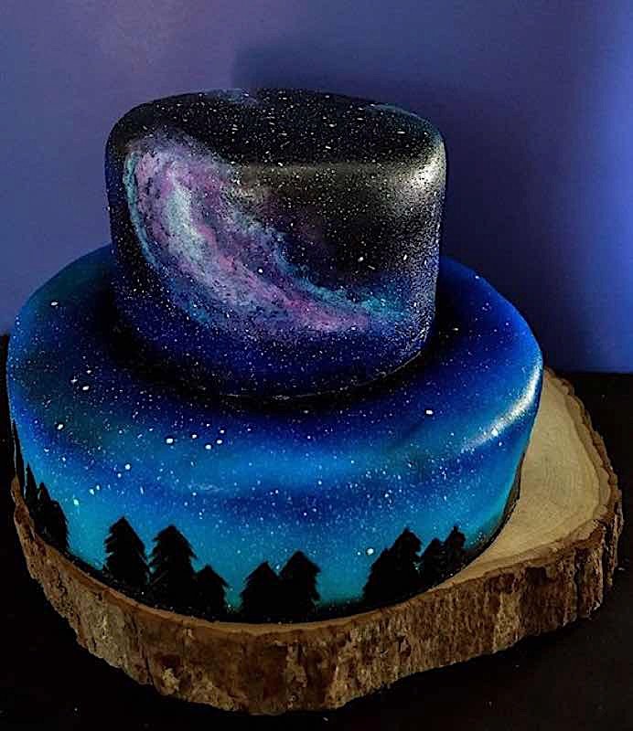 Aurora Borealis Decorated Cake