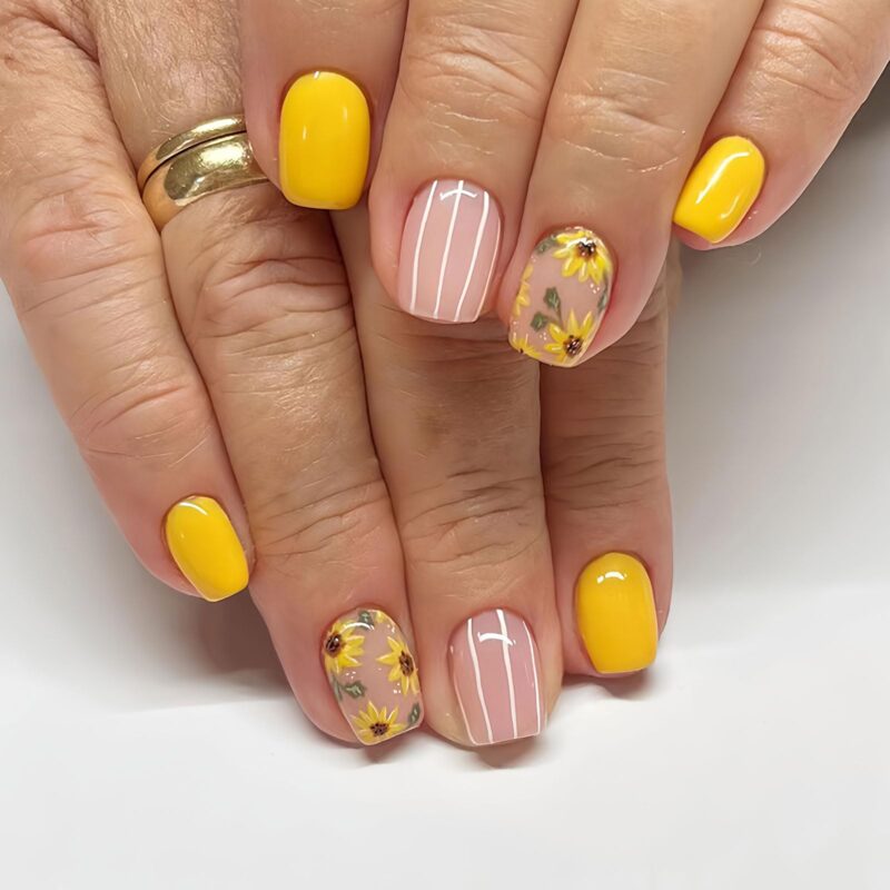 Yellow Decorated Nails