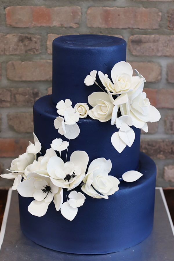 Blue and White Wedding Cake