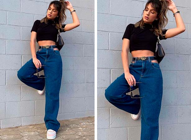 Look com Calca Wide Leg Feminina