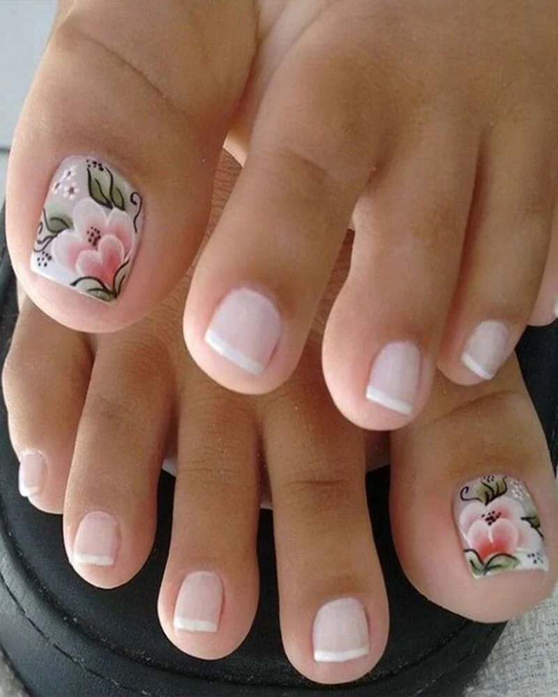 Unhas Do Pé Com Flores