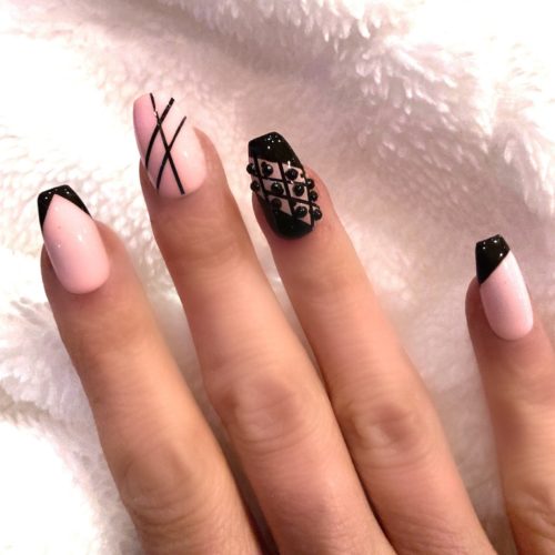 Pink and Black Nail Art