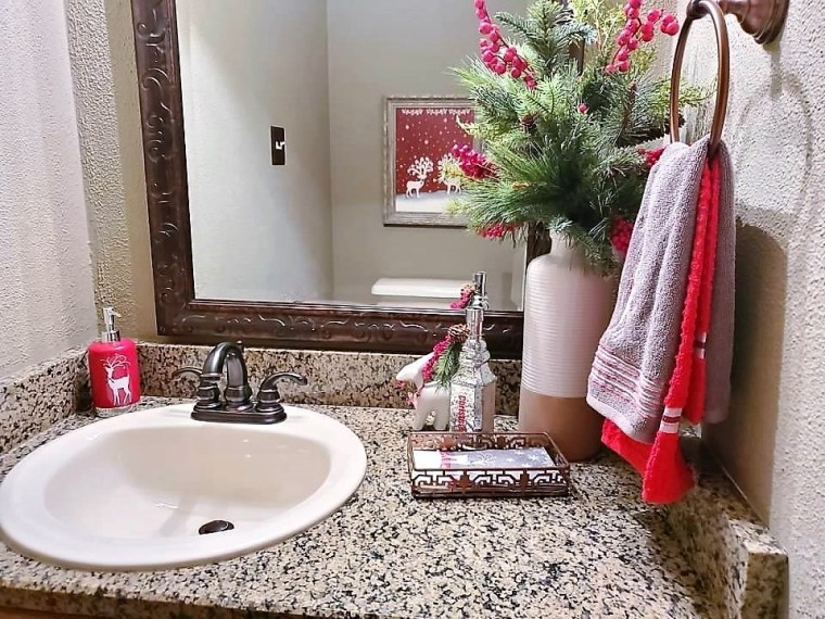 Christmas decorated bathroom