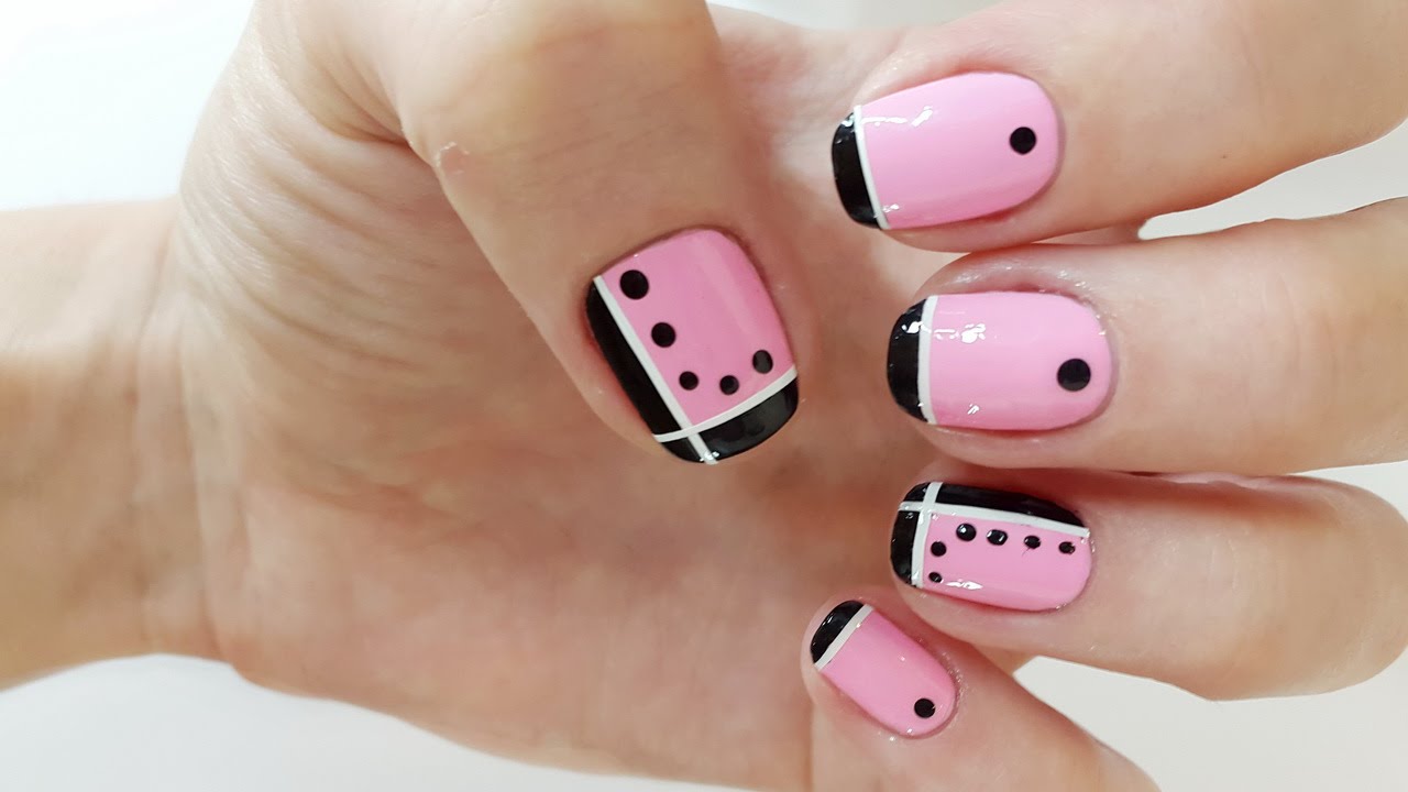 Pink and Black Nail Art