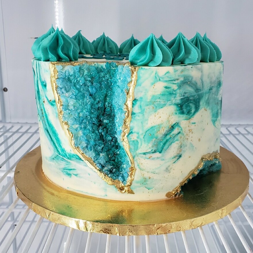 Turquoise Decorated Cake