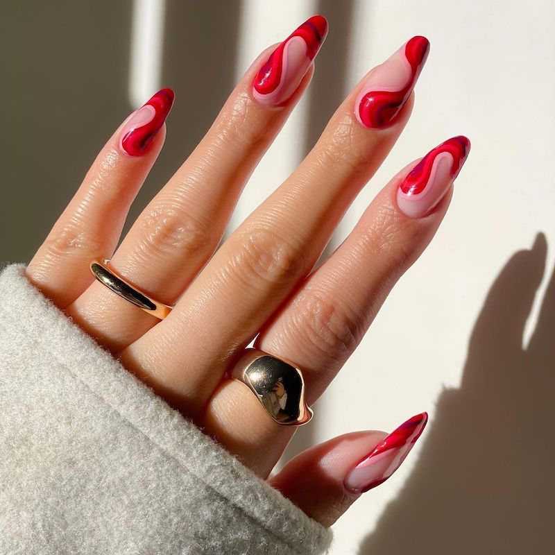 Red Decorated Nail